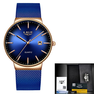 Open image in slideshow, LIGE Women Slim Stainless Steel Luxury Watch
