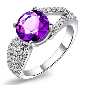 Open image in slideshow, Purple Crystal Wedding Ring
