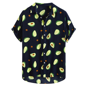 Open image in slideshow, Casual Short Sleeve Avocado Printed Shirt
