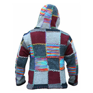 Hooded Patchwork Knitted Sweater