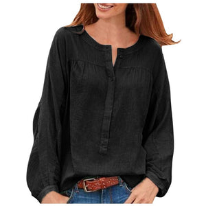 Open image in slideshow, Casual Linen Long Sleeve Top
