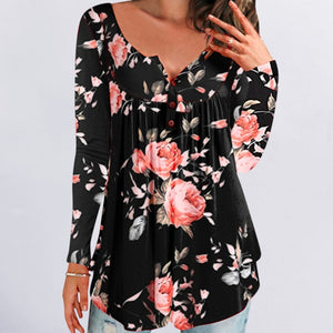 Open image in slideshow, Floral Long Sleeved Casual Top
