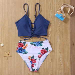 Flower Pattern Split Bikini