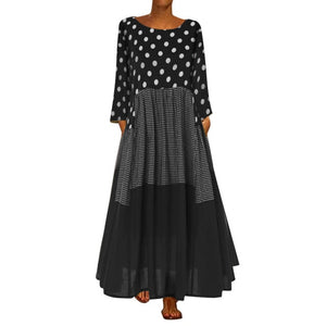 Open image in slideshow, Vintage Dot Printed Long Sleeve Maxi
