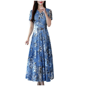 Open image in slideshow, Elegant Floral Print Tunic Draped Dress
